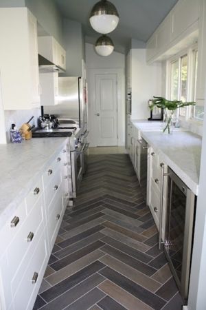 Types of floors - herringbone-tile-flooring - galley kitchen.jpg